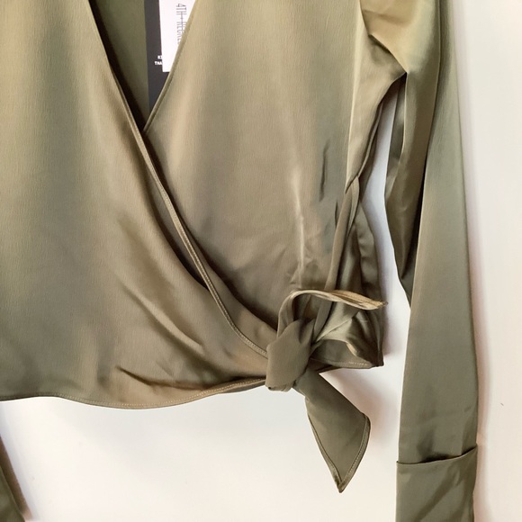NWT 4th + Reckless Layla Wrap Blouse - Khaki - S - Picture 2 of 8